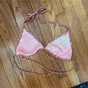 Victoria Secret Floral Sequin Triangle Bikini Top